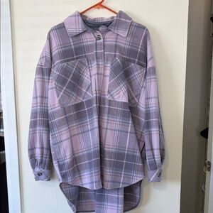 SO Plaid Shacket in Purple and Pink